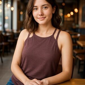 2/$15 Mahina Women's Mauve Heathered Tank Top Size Large